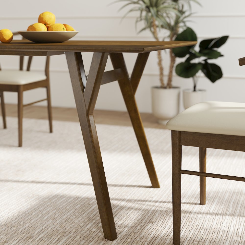 Lavin Contemporary Walnut Finish Dining Table with Solid Wood Base