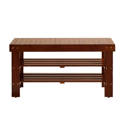 Pina Quality Solid Wood Shoe Bench, Cherry Finish