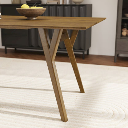 Lavin Contemporary Walnut Finish Dining Table with Solid Wood Base