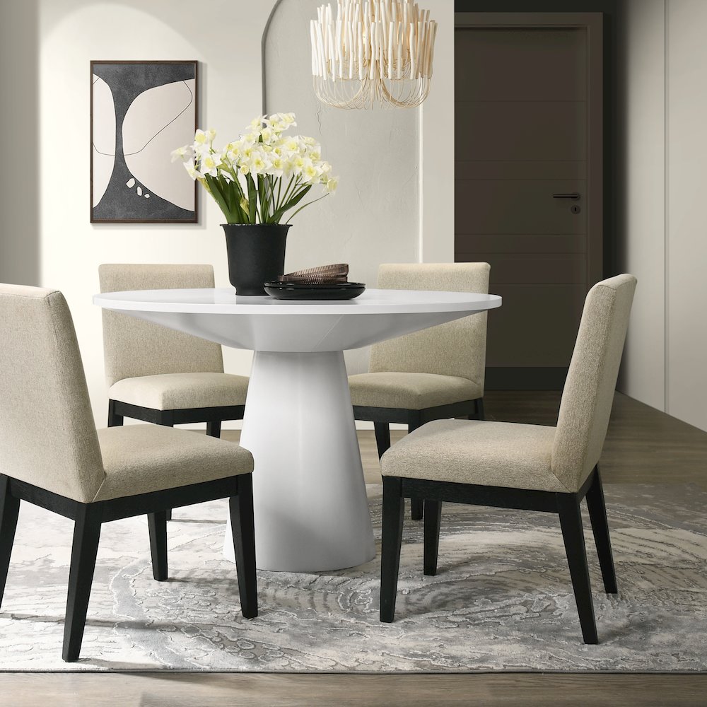 Rocco 5-Pc 48'' Pedestal Dining Set, Round Pedestal Table with 4 Chairs