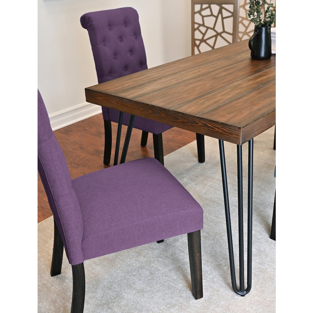 Ashford 6-Pc Dining Set, Hairpin Dining Table with 4 Chairs and Bench, Purple