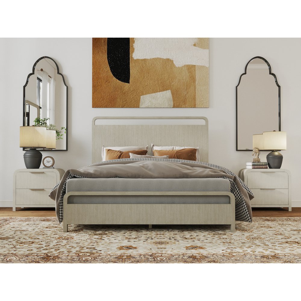 Tavari 4-PC Queen Bedroom Set with Bed, Dresser, Mirror, Nightstand, Light Gray