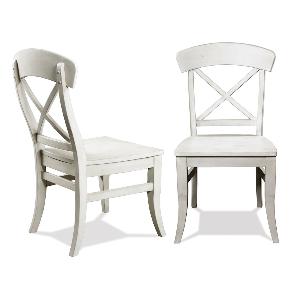 Harola Cross-back Dining Side Chairs in Set of 2, Smoky White Finish