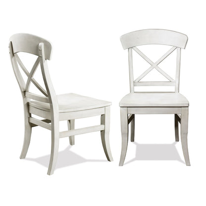 Harola Cross-back Dining Side Chairs in Set of 2, Smoky White Finish