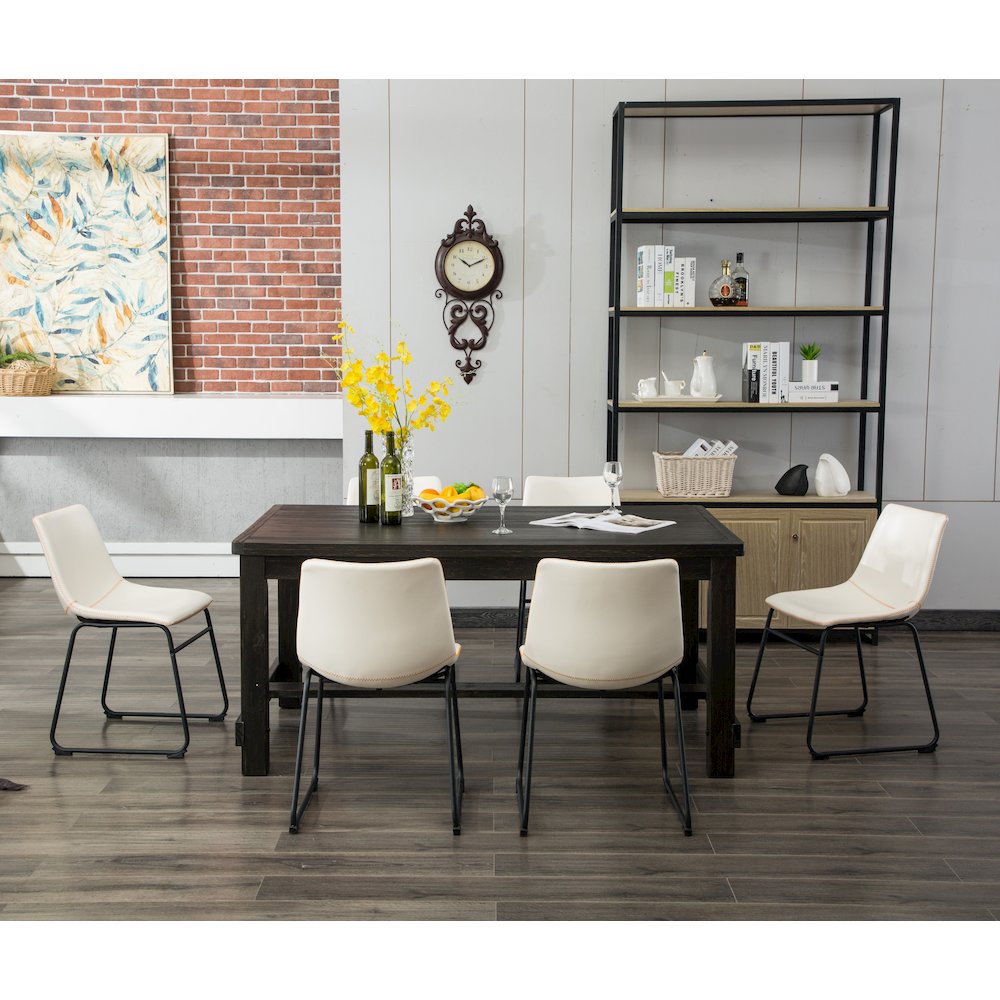Lotusville Antique Wood Finished Dining Set: Table and Six Chairs, White