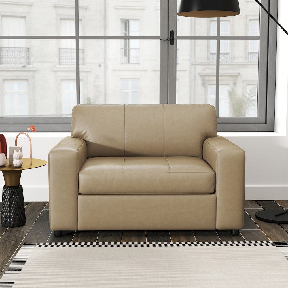 Sakan Leather Upholstered 2-Piece Living Room Set, Cutler Chair and Ottoman