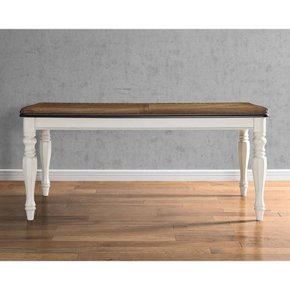 Belleza French Country Dining Table, Antique White and Weathered Oak Finish