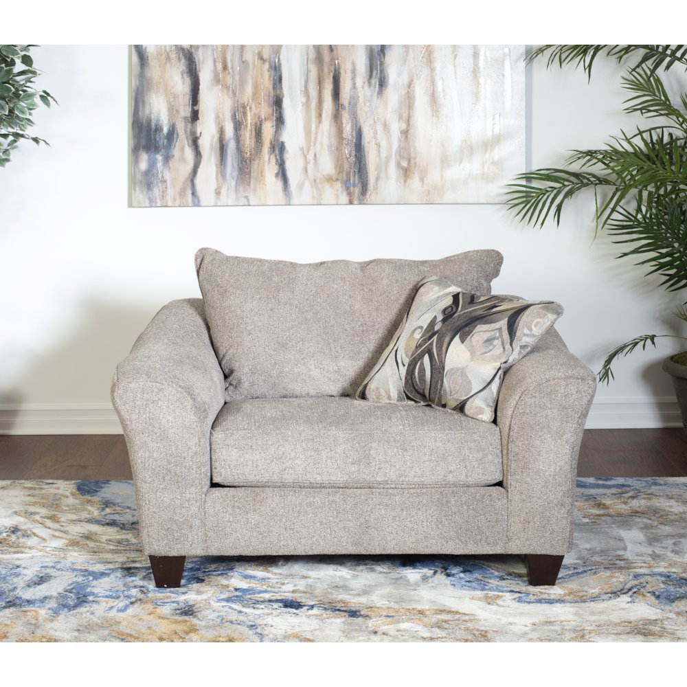 Camero Platinum Fabric Accent Chair and Ottoman Set