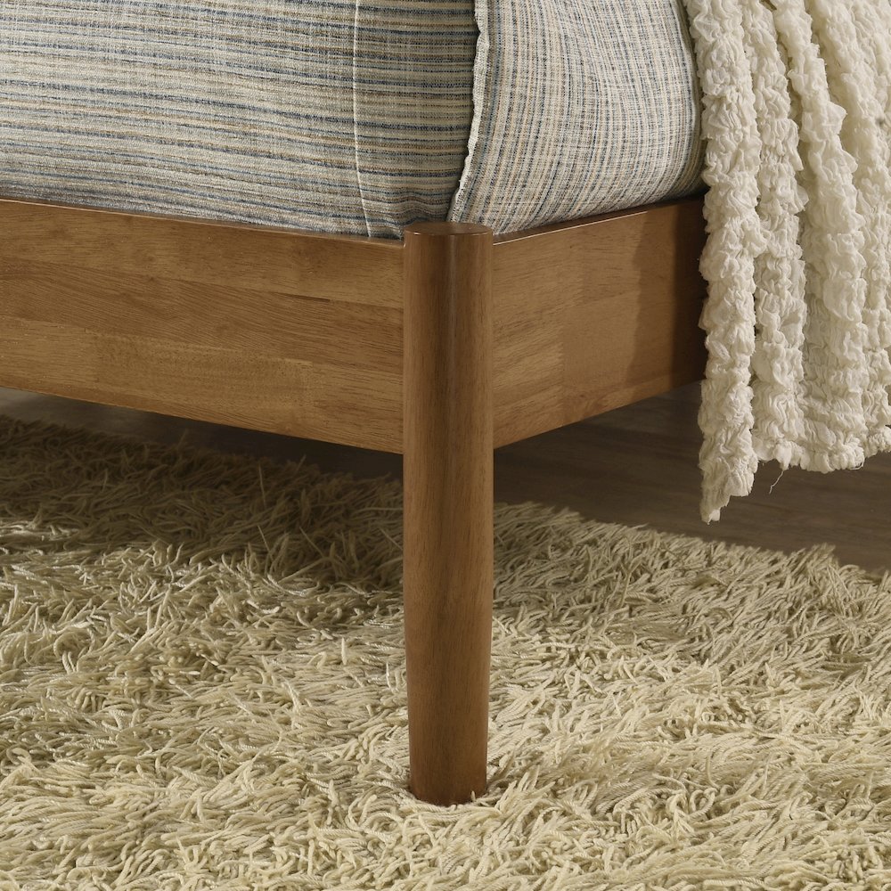 Vichy Queen Platform Bed with Corduroy Upholstery,Light Walnut Rubberwood Frame