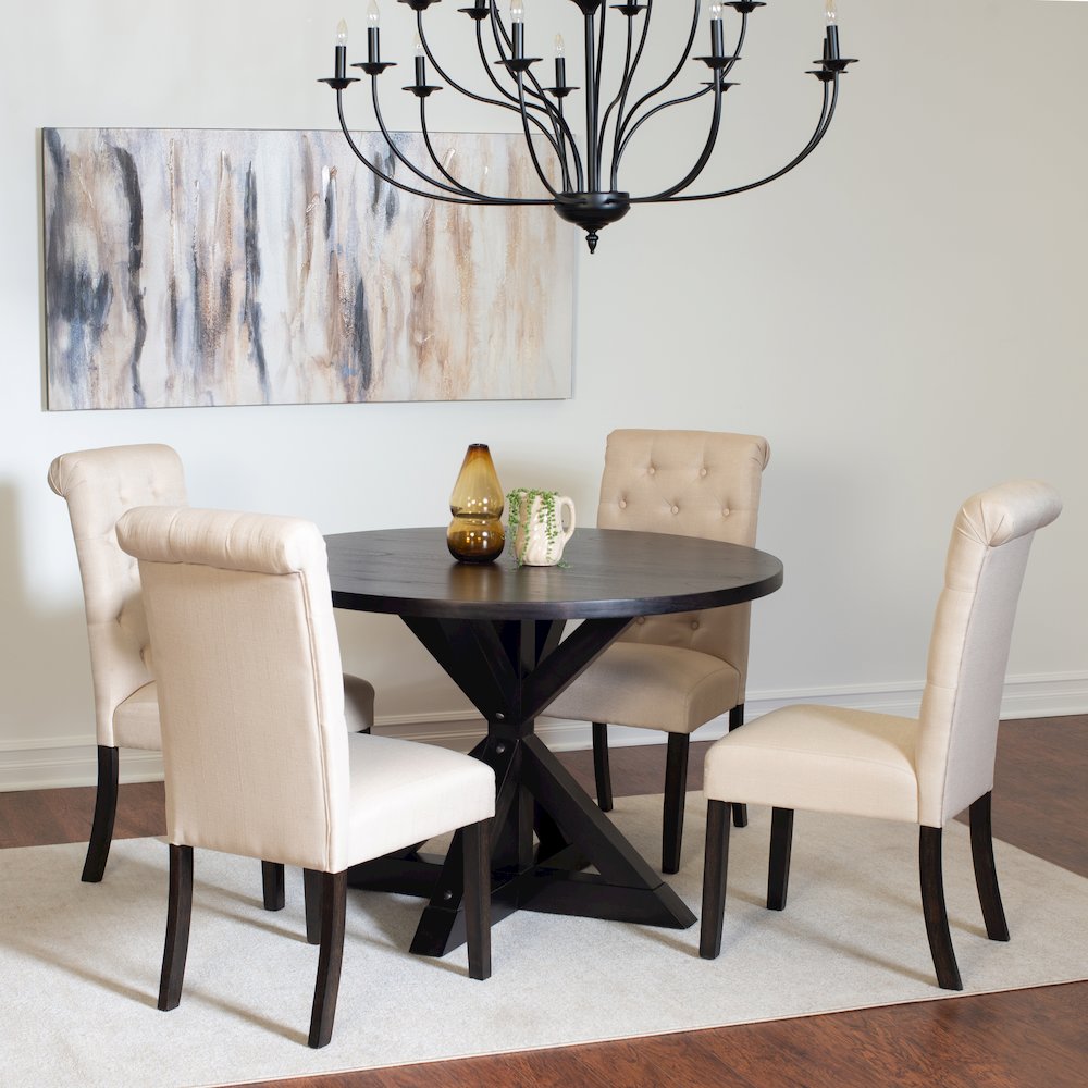 Nylander 5-Pc Dining Set, Cross-Buck Dining Table with 4 Stylish Chairs, Tan