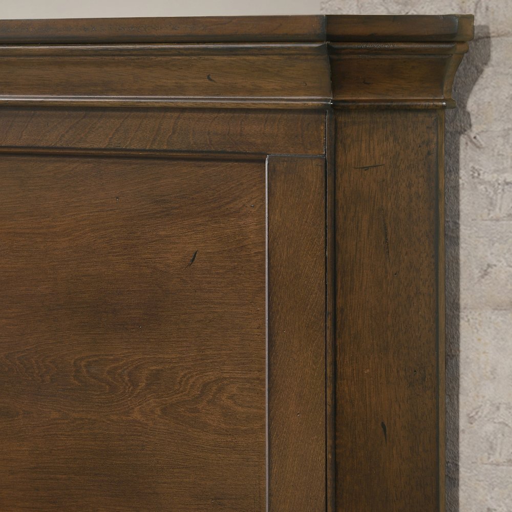 Wood Panel Bed, Dresser, Mirror, Nightstand, Chest, King, Antique Walnut Finish