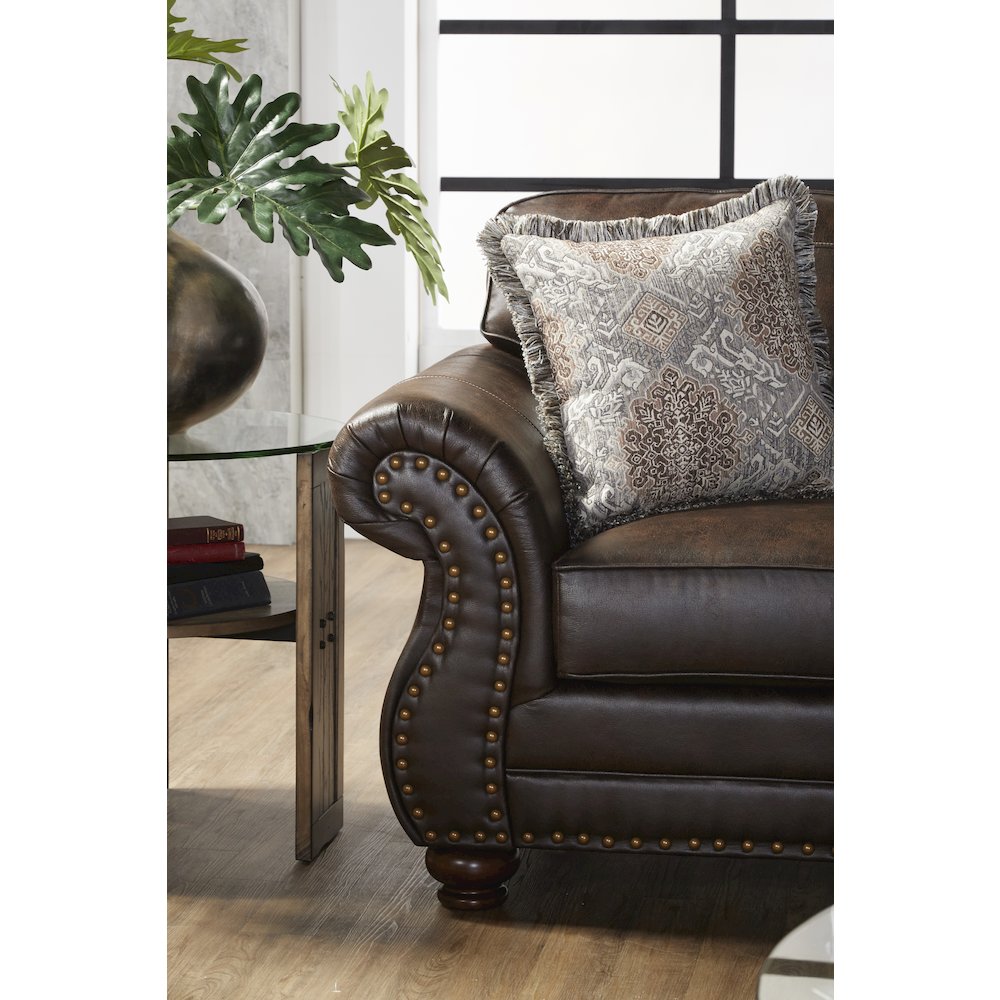 Leinster Faux Leather Upholstered Nailhead Chair in Espresso