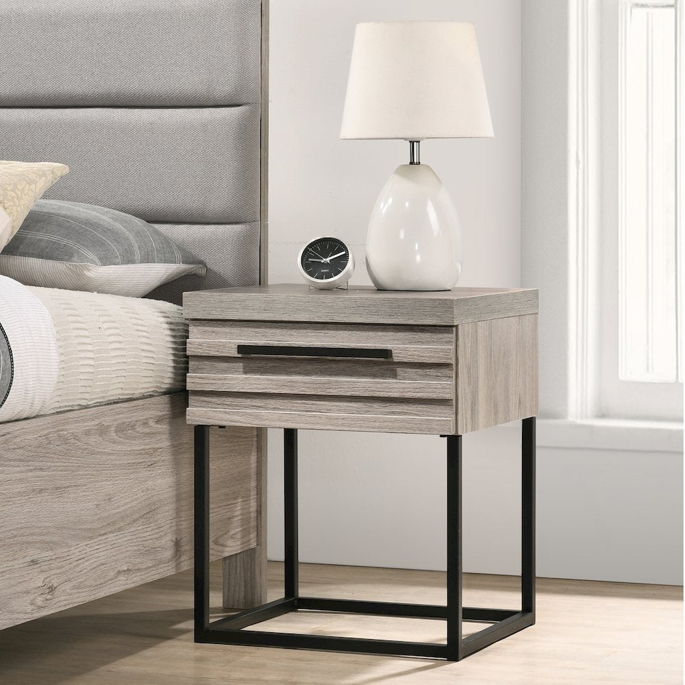 Panel Bed, Dresser, Mirror, and 2 Nightstands, Weathered Gray, Queen