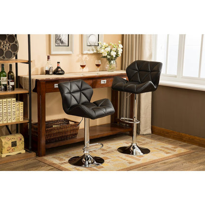 Glasgow Contemporary Tufted Adjustable Height Black Bar Stools, Set of 2