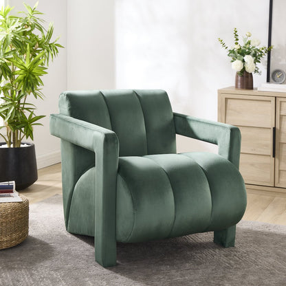 Velmor Contemporary Velvet Accent Armchair, Green