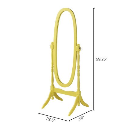 Traditional Queen Anna Style Wood Floor Cheval Mirror, Yellow Finish