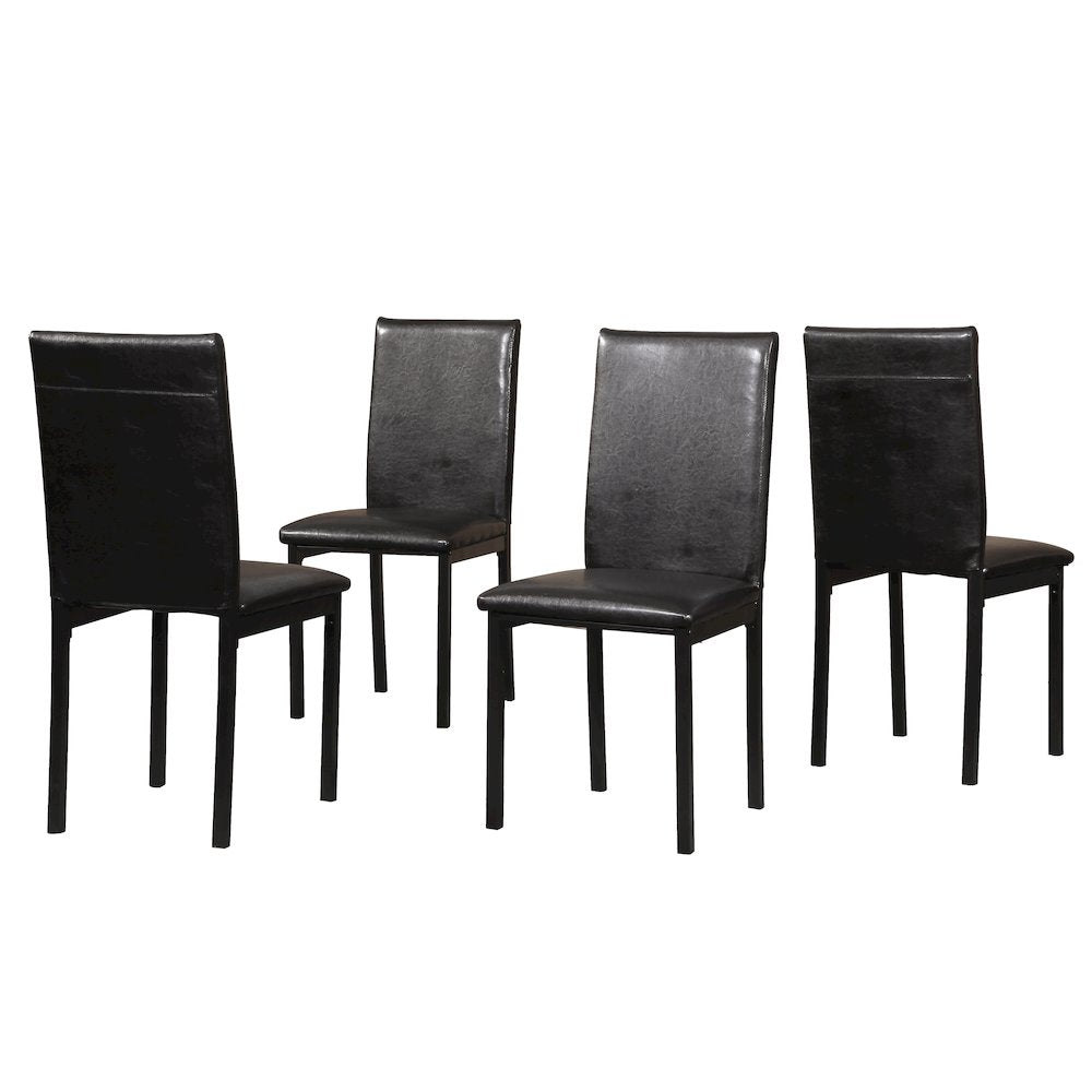 Citico 5-Pc Dinette Set with Faux Marble Top, White Table with Black Chairs