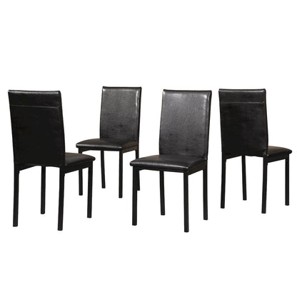 Citico 5-Pc Dinette Set with Faux Marble Top, White Table with Black Chairs