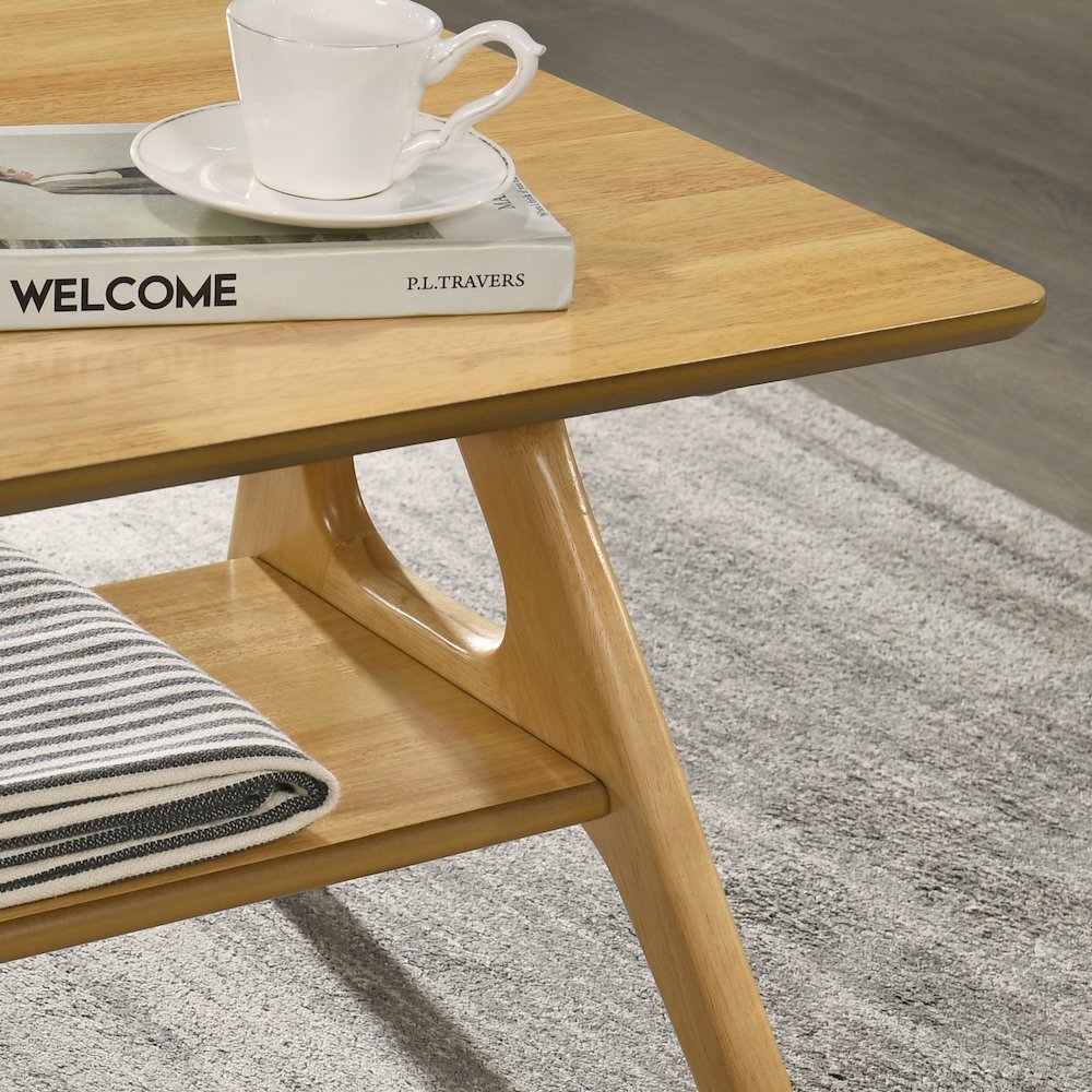 3-Piece Coffee Table Set, Coffee Table and Two End Tables, Natural Oak Finish