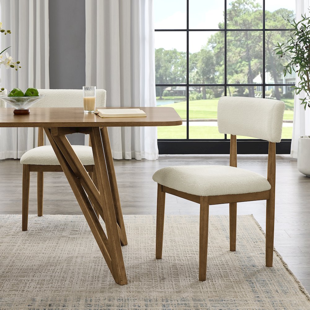Axler 5-Piece Dining Set,Tripod-Cross DiningTable with 4Stylish Chairs,Light Oak