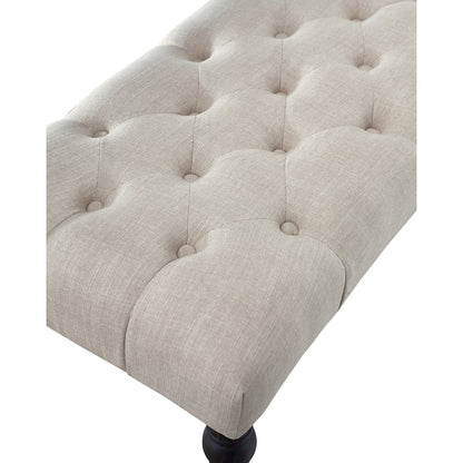 Leviton Fabric Tufted Turned Leg Dining Bench, Tan