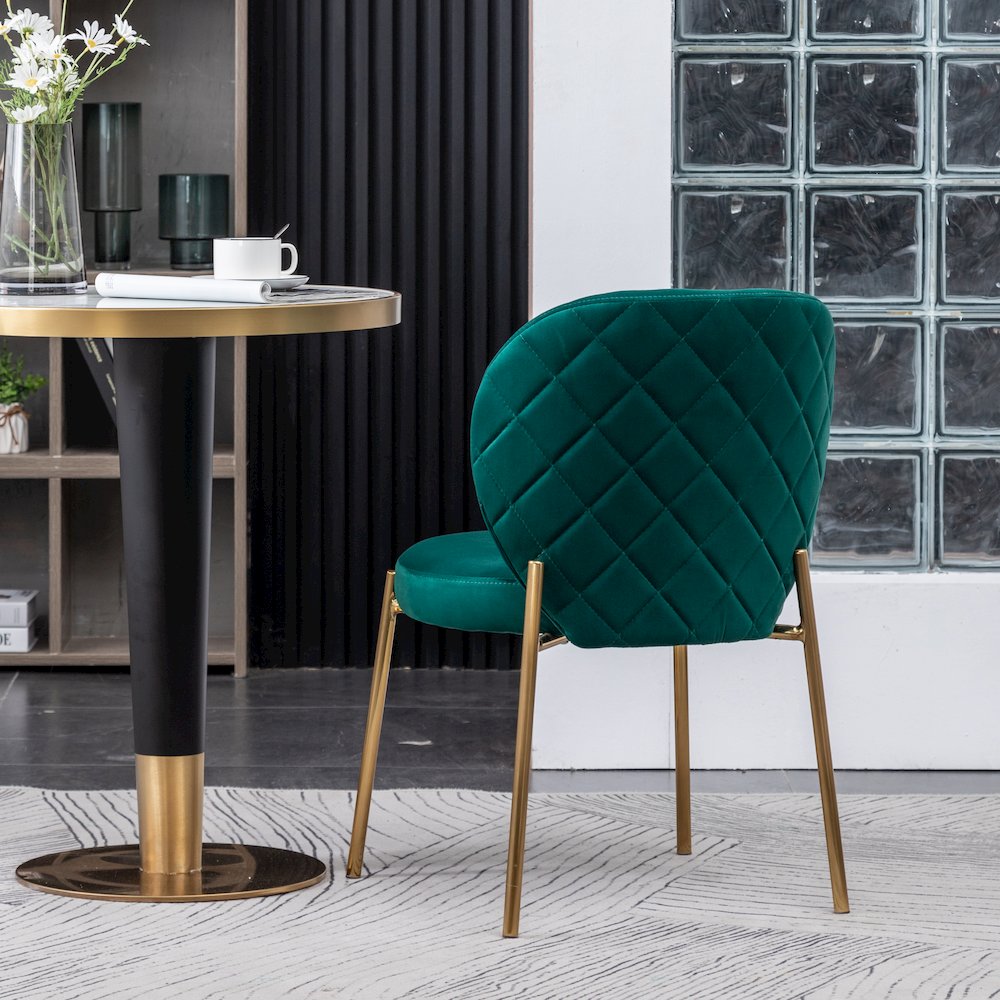 Amoa Contemporary Velvet Upholstery Dining Chair, Green, Set of 2