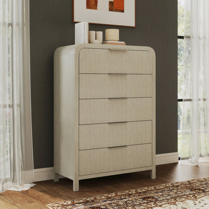 Tavari Contemporary 5-Drawer Wood Chest, Light Gray