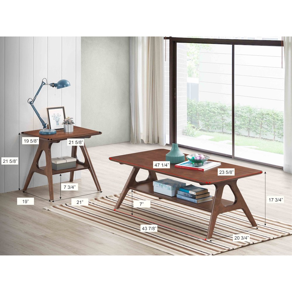 Arona Mid-Century Modern Wood 3-Pc Coffee Table Set