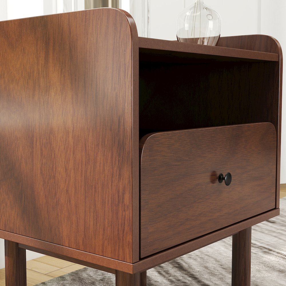 Wyller Dual-tier Storage Nightstand, Side Table, Natural Walnut Finish