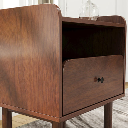 Wyller Dual-tier Storage Nightstand, Side Table, Natural Walnut Finish