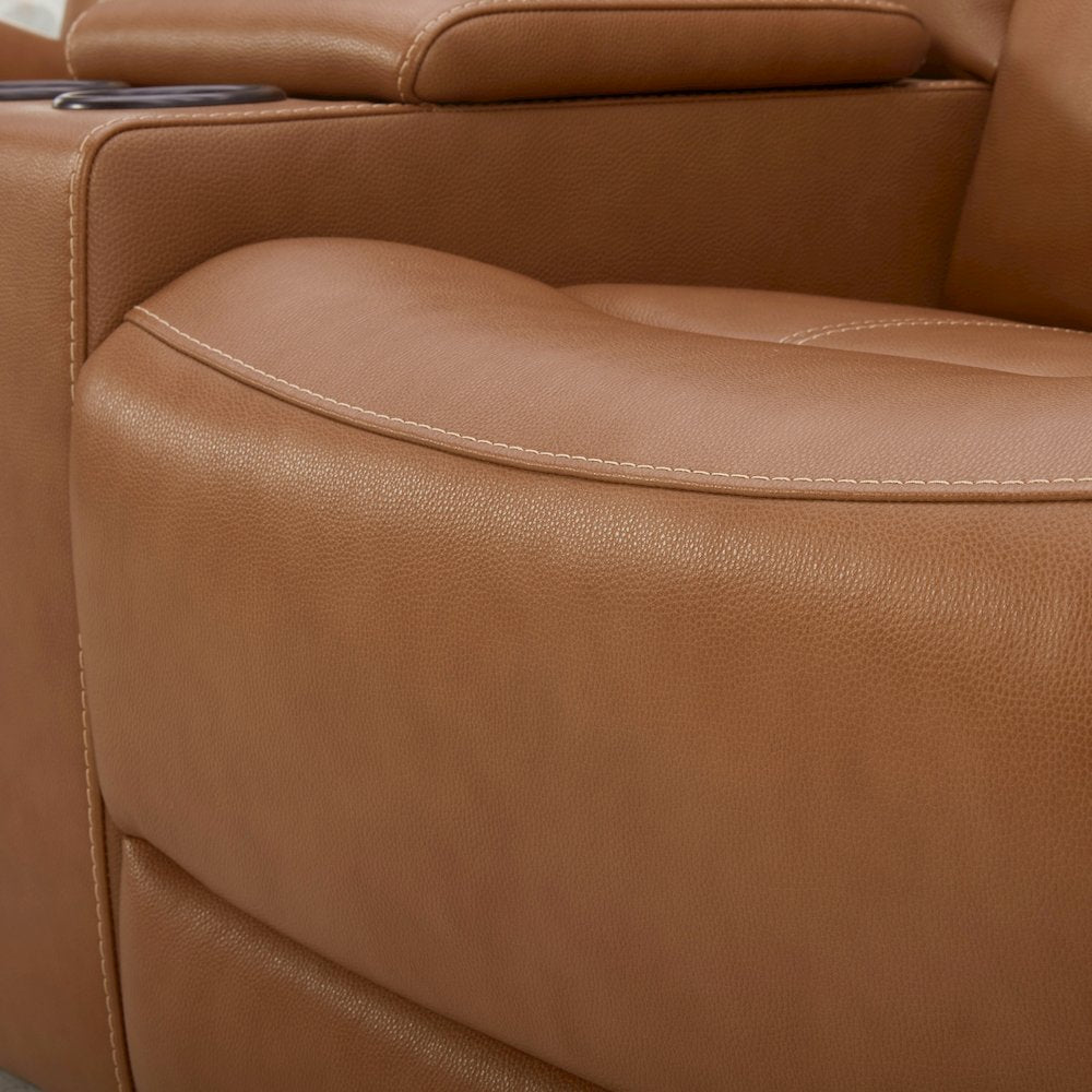 Cozura 3-Piece Leather Power Recling Living Room Set, Silverado Butternut