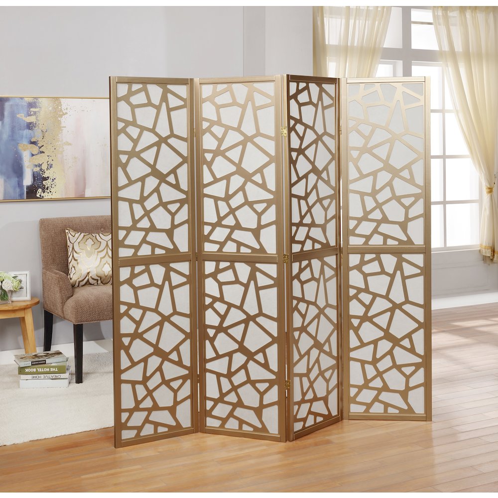 Giyano Gold 4 Panel Screen Room Divider