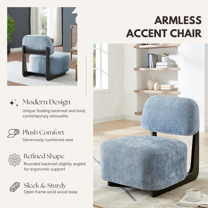 Solara Modern Accent Chair with Solid Wood Frame, Blue