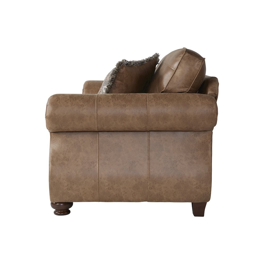Leinster Faux Leather Sofa and Loveseat with Antique Bronze Nailheads