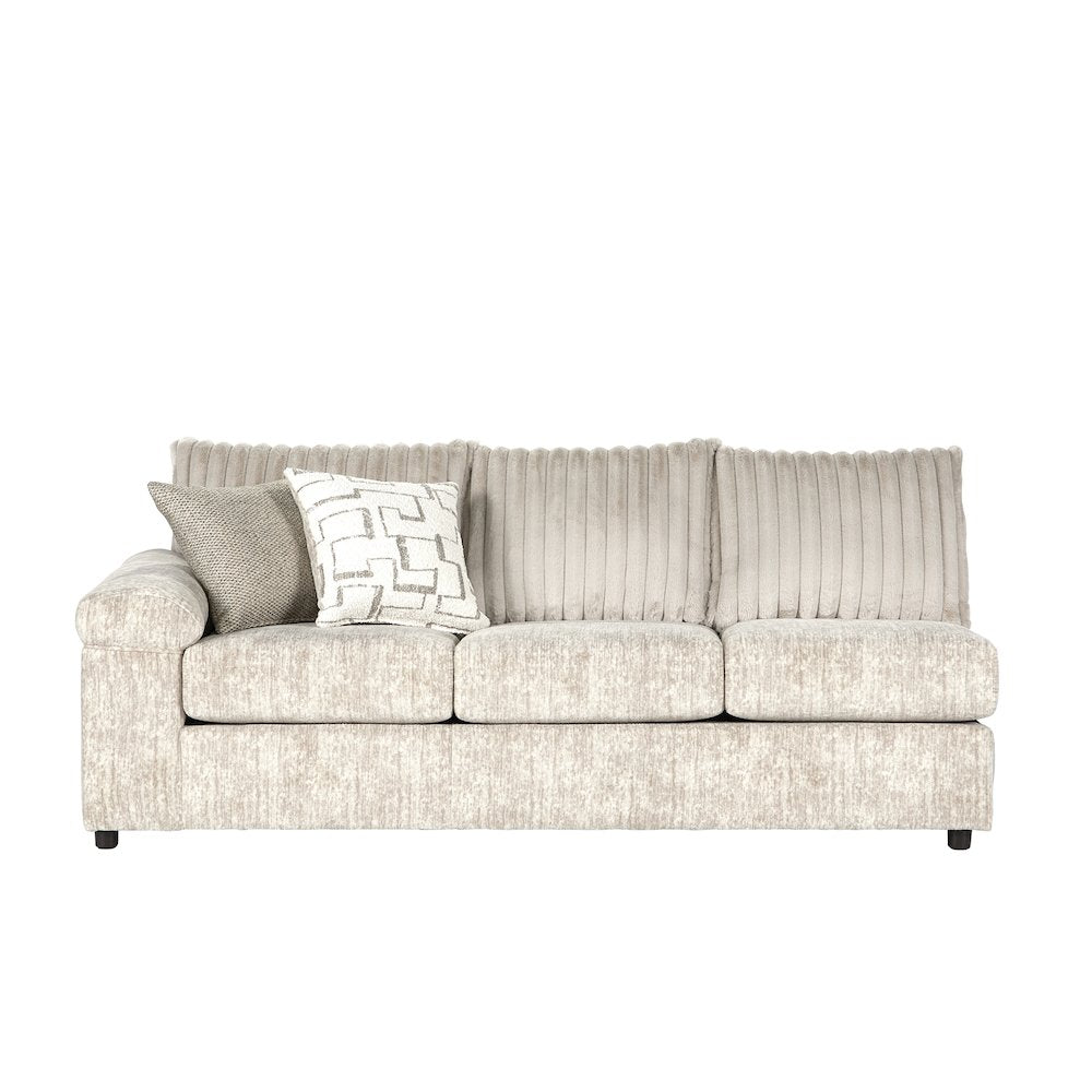 Nason Wide Wale Corduroy Sofa Chaise with Ottoman, Parchment
