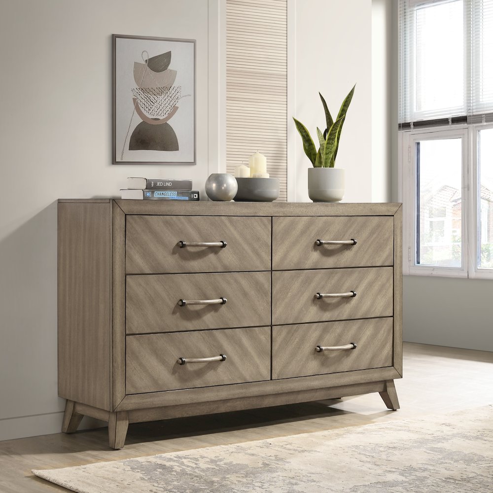 Arena Contemporary 6-Drawer Dresser in Weathered Sand