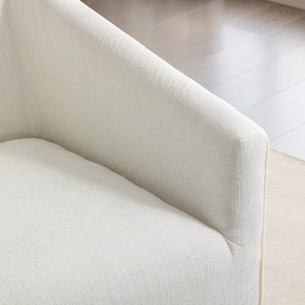 Nice Modern Upholstered Barrel Armchair, 360 Degree Swivel, White