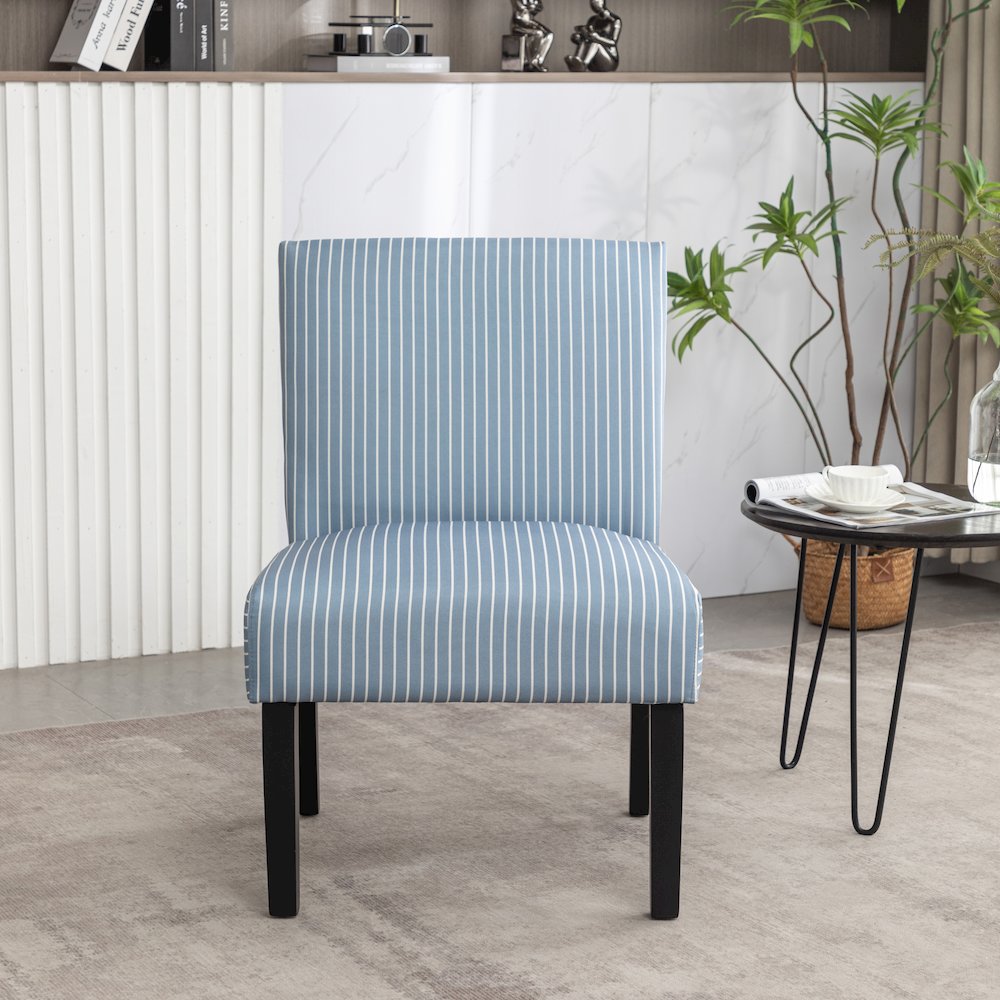 Botticelli Blue Stripe Upholstered Slipper Accent Chair