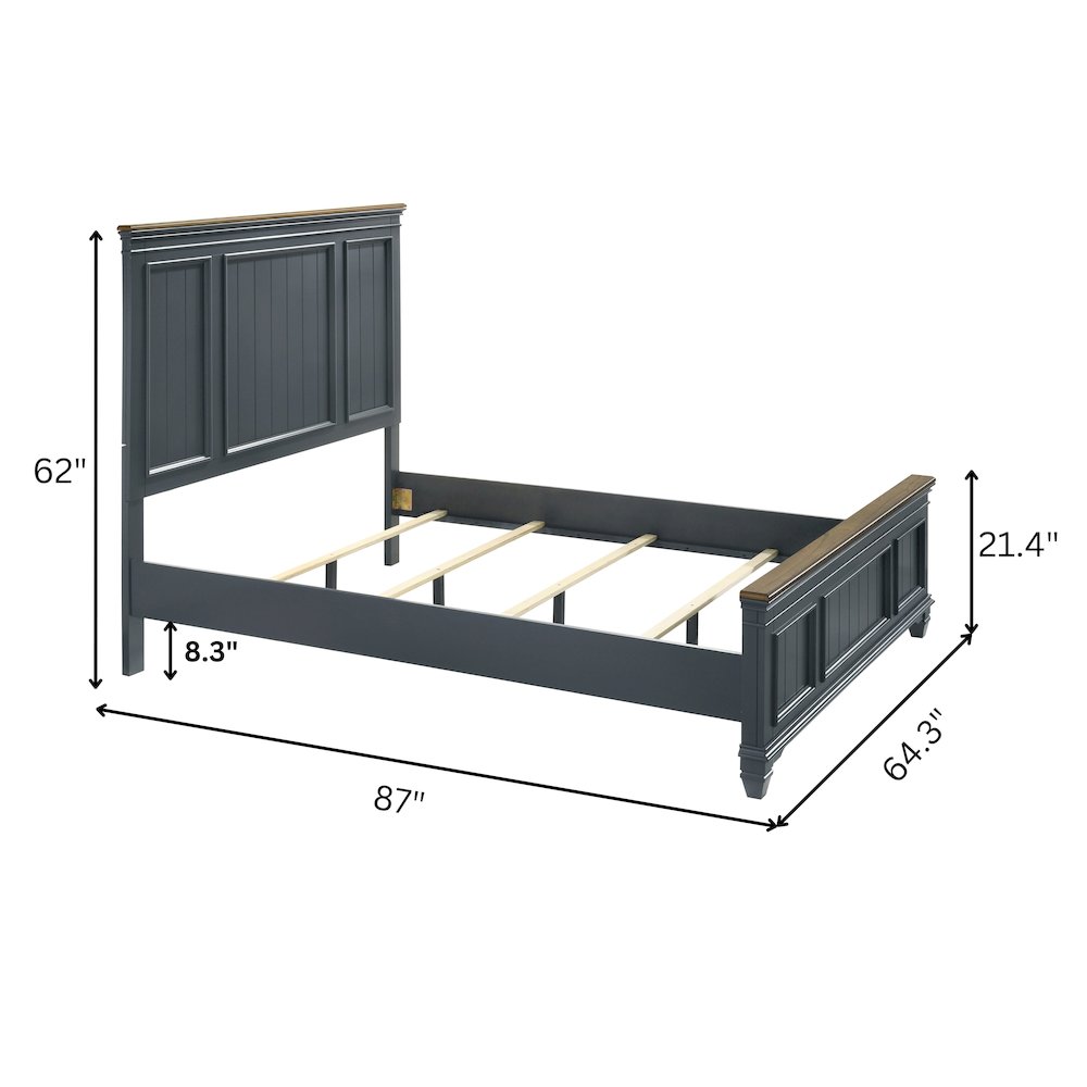 Clelane Wood Bedroom Set with Shiplap Panel Queen Bed and 2 Nightstands