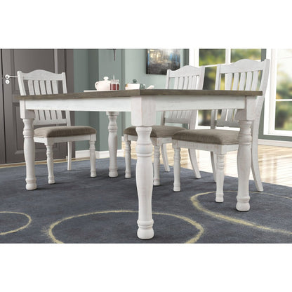 Ebret Farmhouse Two-tone Distressed Wood Dining Table, Brown and White