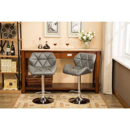 Glasgow Contemporary Tufted Adjustable Height Gray Bar Stools, Set of 2