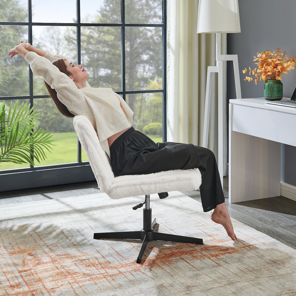Blynn Adjustable Swivel Criss Cross Chair, Office Chair Vanity Chair