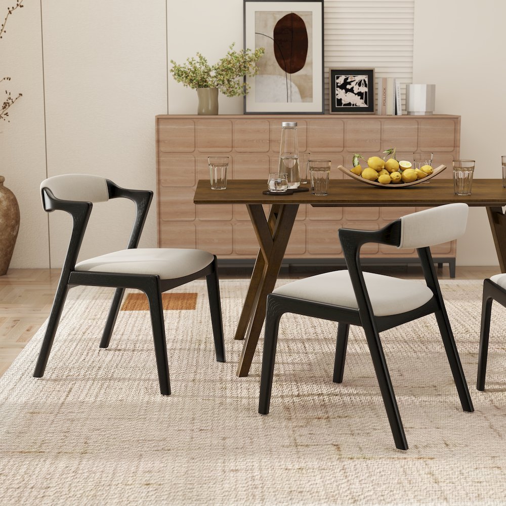 Lavin Walnut Finish Upholstered Dining Chairs, Set of 2
