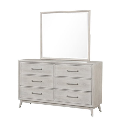 Seluna 6-Drawer Bedroom Dresser with Mirror, Gray Oak Finish