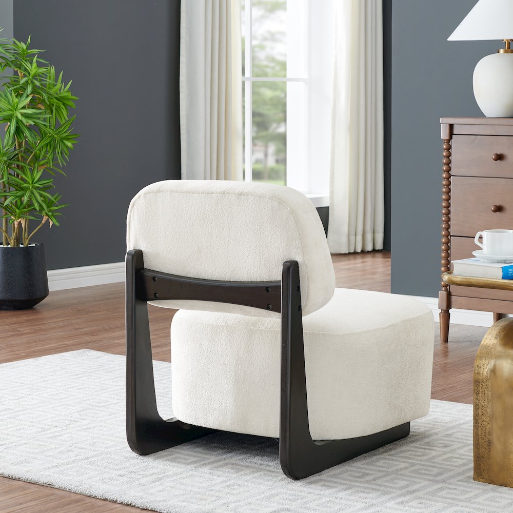 Solara Modern Accent Chair with Solid Wood Frame, White