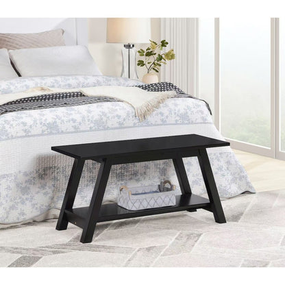 Elyz Solid Wood Bench with Shelf, 36.10-Inch Long