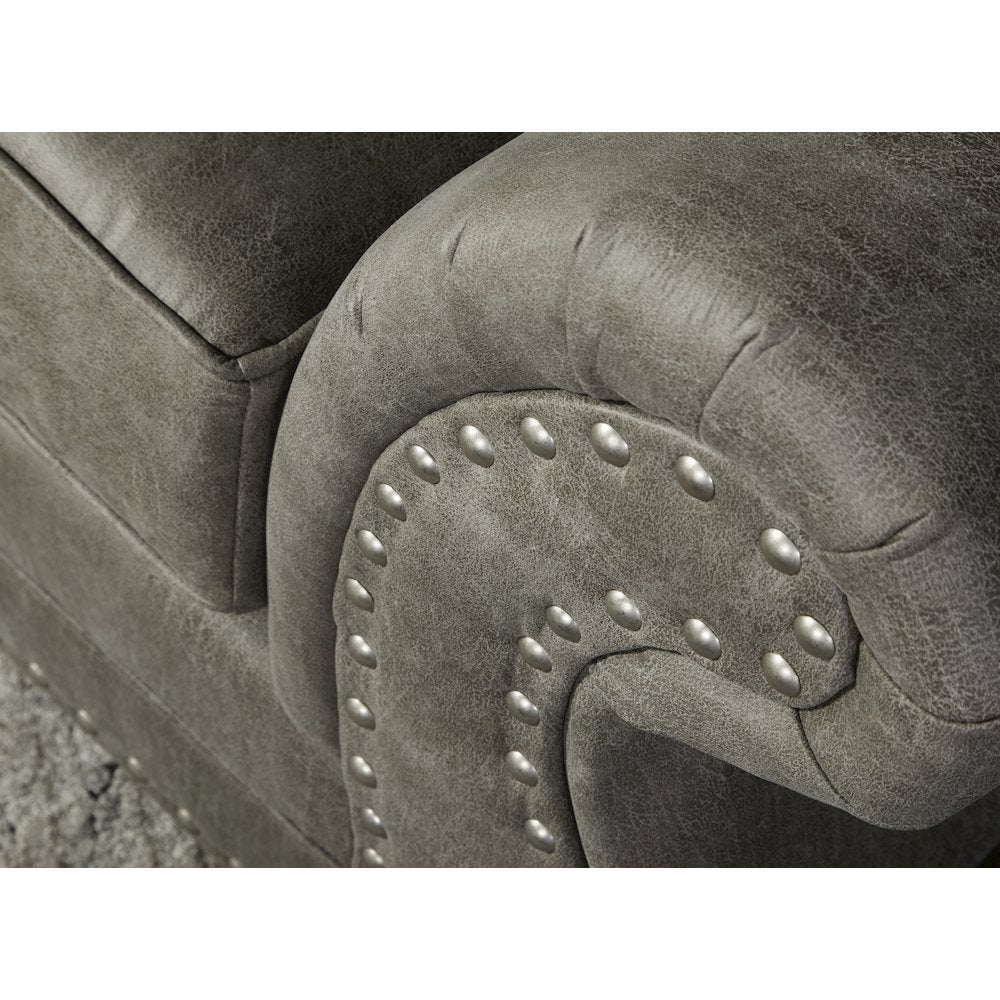 Leinster Faux Leather Upholstered Nailhead Sofa, Loveseat, and Chair Set