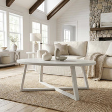Wood Oval Coffee Table with Smooth Finish and Sturdy Frame, 1-Piece Design