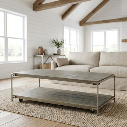 Aged Graphite 3-Piece Wood Living Room Table Set with Coffee and End Tables