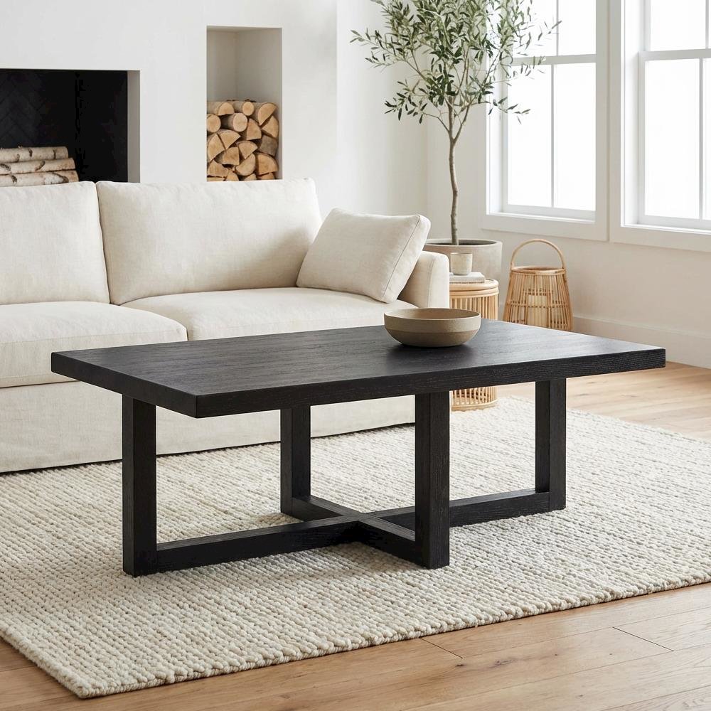 Black Contemporary Coffee Table with Sturdy Build and Sleek Modern Design